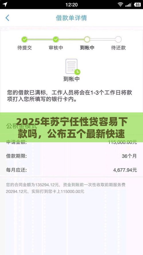 2025年苏宁任性贷容易下款吗，公布五个最新快速下款不看征信的平台