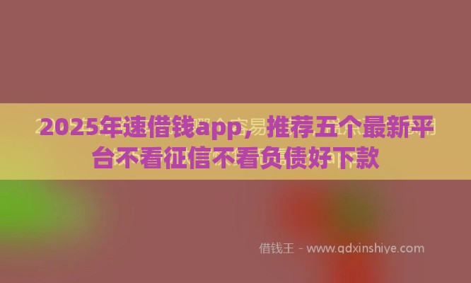 2025年速借钱app，推荐五个最新平台不看征信不看负债好下款