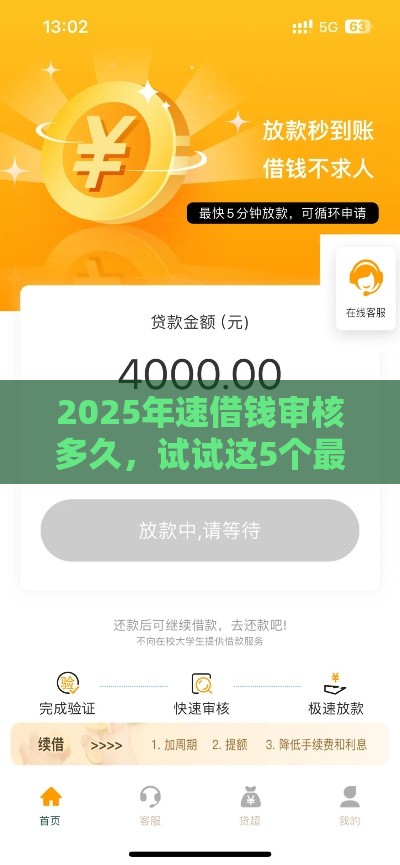 2025年速借钱审核多久，试试这5个最新花了能下款的口子