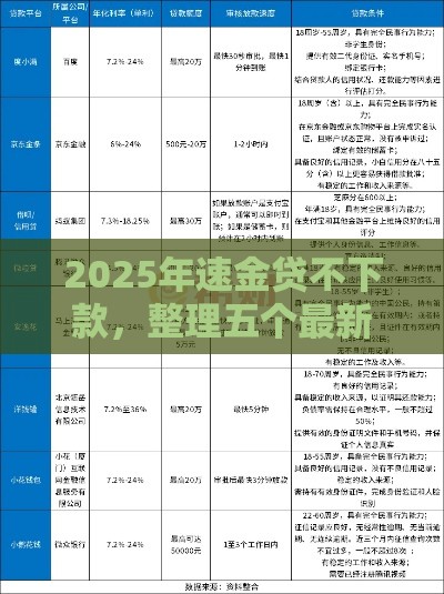 2025年速金贷不下款，整理五个最新贷款平台都