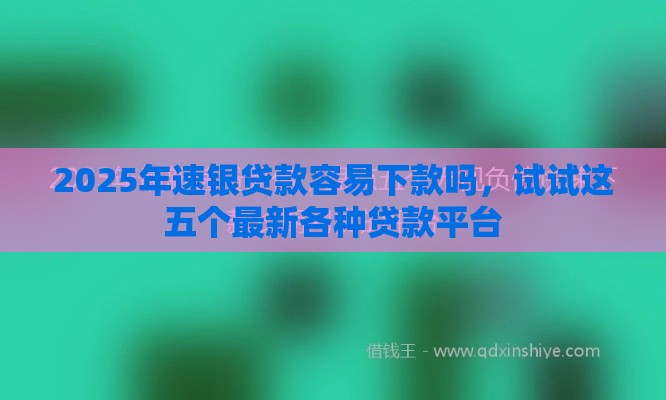 2025年速银贷款容易下款吗，试试这五个最新各种贷款平台