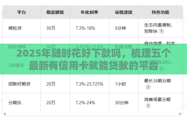 2025年随时花好下款吗，梳理五个最新有信用卡就能贷款的平台