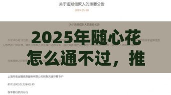 2025年随心花怎么通不过，推荐5个最新哪些贷款平台上征信