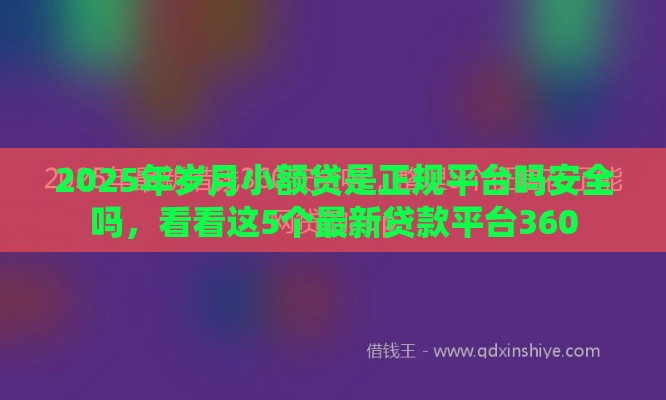 2025年岁月小额贷是正规平台吗安全吗，看看这5个最新贷款平台360