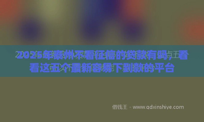 2025年泰州不看征信的贷款有吗，看看这五个最新容易下到款的平台