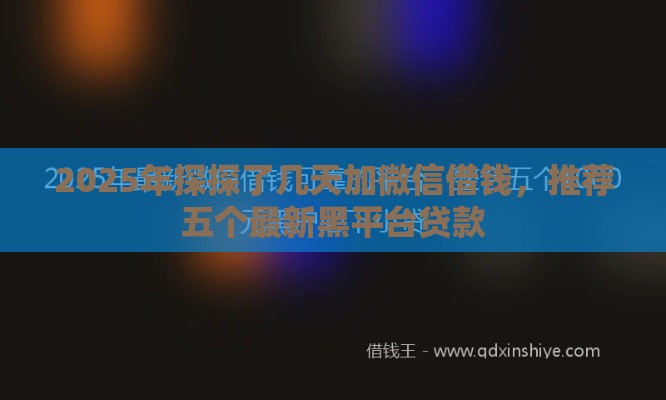 2025年探探了几天加微信借钱，推荐五个最新黑平台贷款