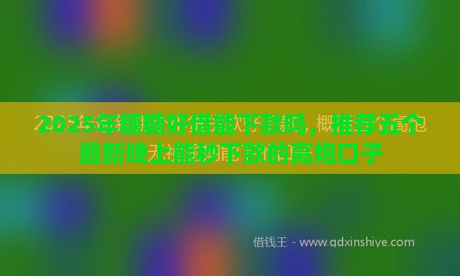 2025年糖糖好借能下款吗，推荐五个最新晚上能秒下款的高炮口子