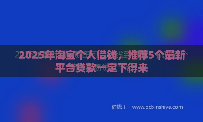 2025年淘宝个人借钱，推荐5个最新平台贷款一定下得来