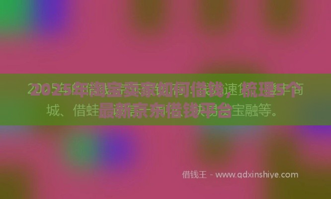 2025年淘宝卖家如何借钱，梳理5个最新京东借钱平台