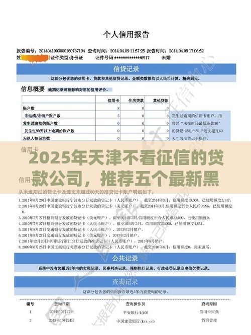 2025年天津不看征信的贷款公司，推荐五个最新黑口子秒下款2025