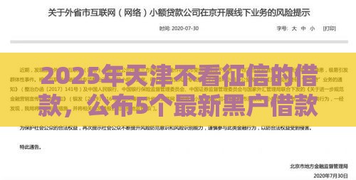 2025年天津不看征信的借款，公布5个最新黑户借款必下口子2025