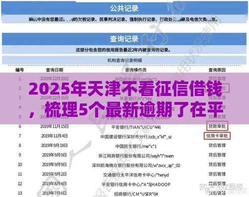 2025年天津不看征信借钱，梳理5个最新逾期了在平台可以借到钱
