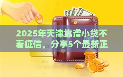 2025年天津靠谱小贷不看征信，分享5个最新正规网络贷款平台