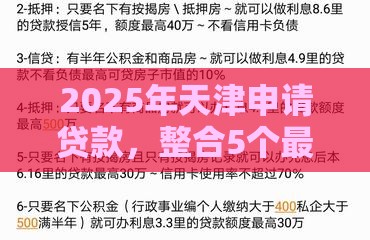 2025年天津申请贷款,整合5个最新不看信用一定能下款的贷款平台 2025年天津申请贷款,整合5个最新不看信用一定能下款的贷款平台