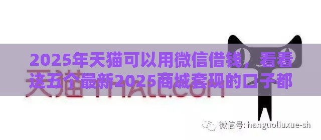 2025年天猫可以用微信借钱，看看这五个最新2025商城套现的口子都有什么