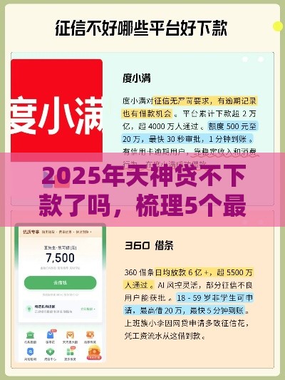 2025年天神贷不下款了吗，梳理5个最新正规信用贷款平台