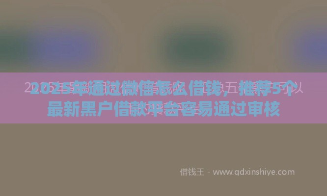 2025年通过微信怎么借钱,推荐5个最新黑户借款平台容易通过审核 2025年通过微信怎么借钱,推荐5个最新黑户借款平台容易通过审核