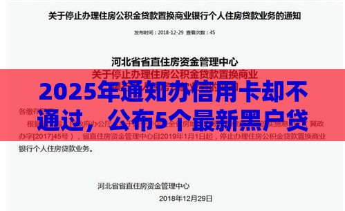 2025年通知办信用卡却不通过，公布5个最新黑户贷款2025新口子