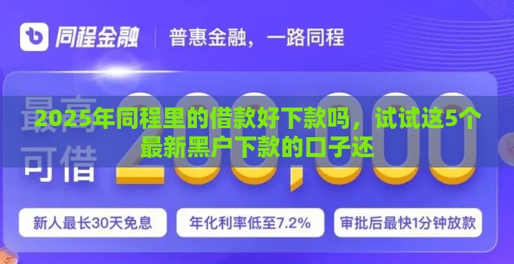 2025年同程里的借款好下款吗，试试这5个最新黑户下款的口子还