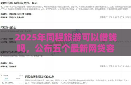 2025年同程旅游可以借钱吗，公布五个最新网贷容易通过的平台