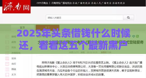 2025年头条借钱什么时候还，看看这五个最新黑户100%能下款的平台