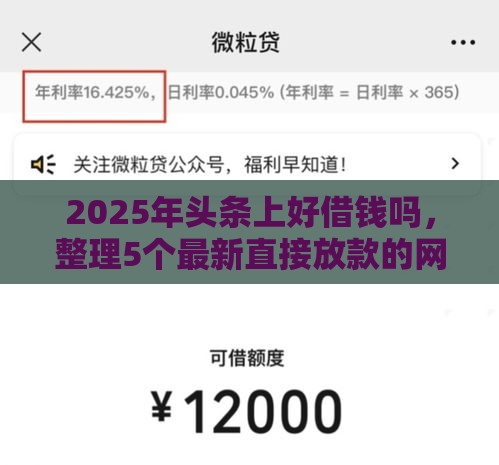 2025年头条上好借钱吗，整理5个最新直接放款的网贷平台