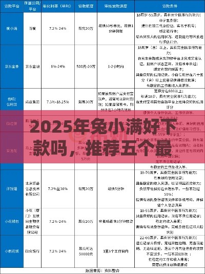 2025年兔小满好下款吗，推荐五个最新网贷平台利息低