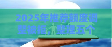 2025年推荐额度调整被拒，整理五个最新房产抵押贷款平台