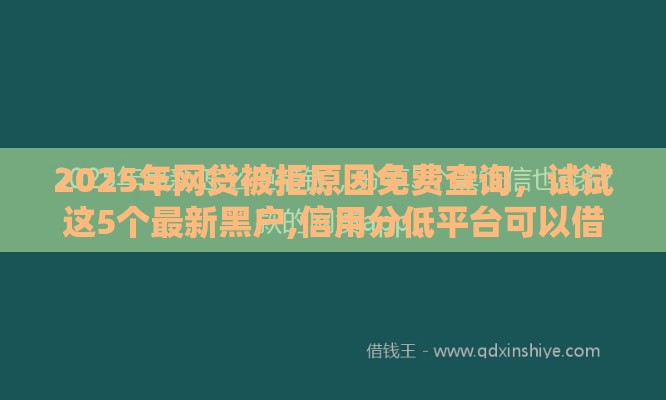 2025年网贷被拒原因免费查询，试试这5个最新黑户,信用分低平台可以借钱