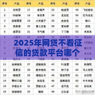 2025年网贷不看征信的贷款平台哪个好，整合五个最新十八岁贷款秒过平台