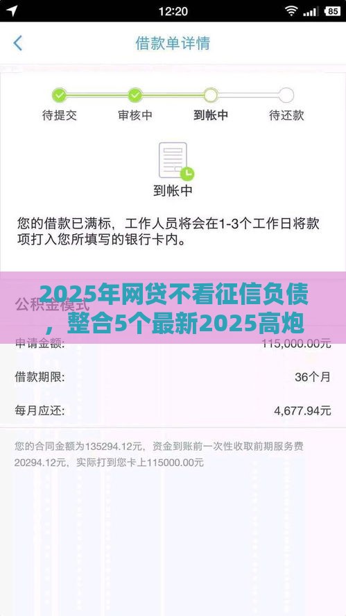 2025年网贷不看征信负债，整合5个最新2025高炮口子秒下款免审核