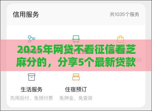 2025年网贷不看征信看芝麻分的，分享5个最新贷款平台排行