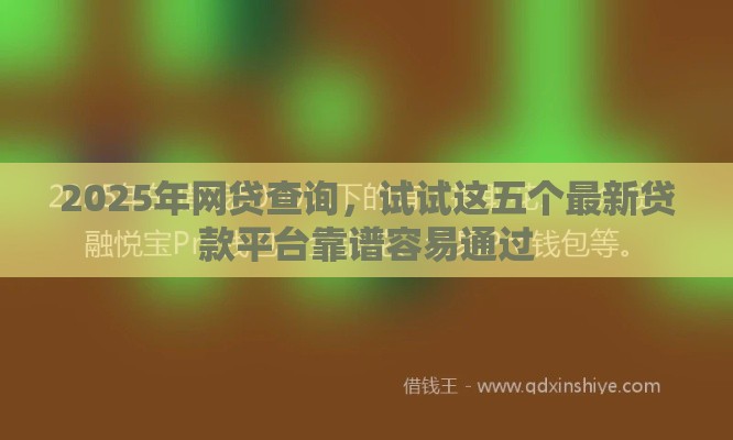 2025年网贷查询，试试这五个最新贷款平台靠谱容易通过