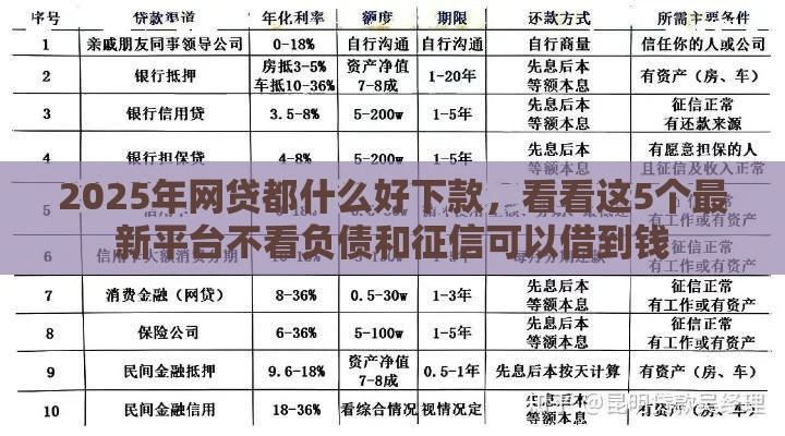 2025年网贷都什么好下款，看看这5个最新平台不看负债和征信可以借到钱
