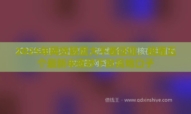 2025年网贷额度大不看征信，梳理五个最新半夜秒下款高炮口子