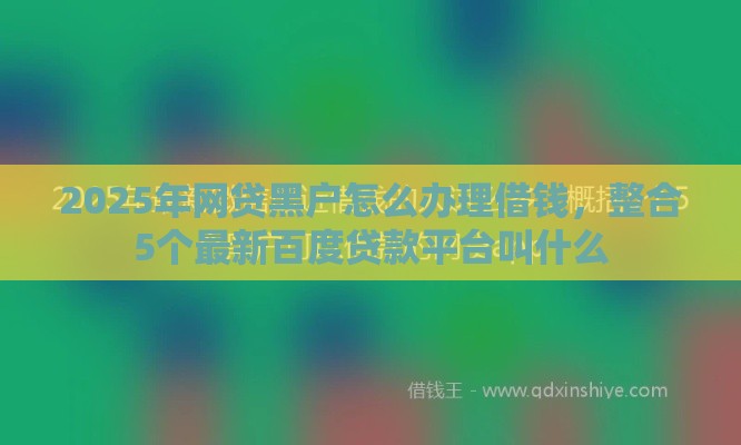 2025年网贷黑户怎么办理借钱，整合5个最新百度贷款平台叫什么