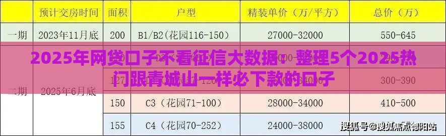 2025年网贷口子不看征信大数据：整理5个2025热门跟青城山一样必下款的口子