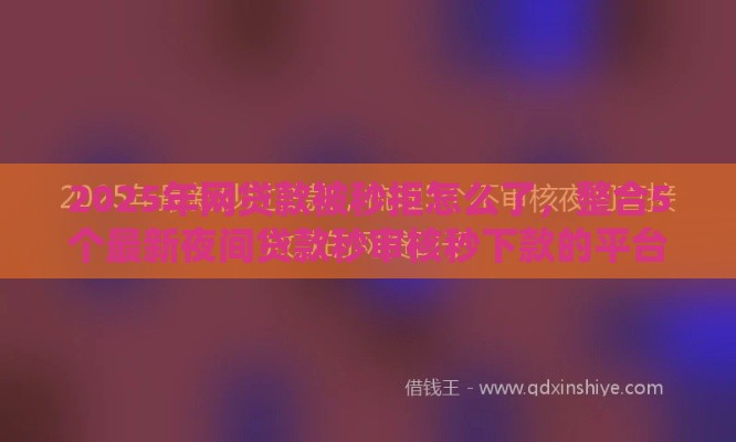 2025年网贷款被秒拒怎么了，整合5个最新夜间贷款秒审核秒下款的平台