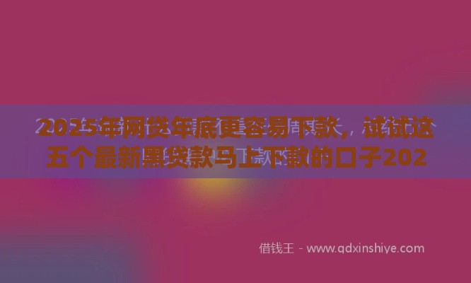 2025年网贷年底更容易下款，试试这五个最新黑贷款马上下款的口子2025
