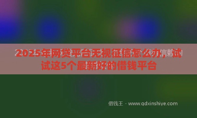 2025年网贷平台无视征信怎么办，试试这5个最新好的借钱平台
