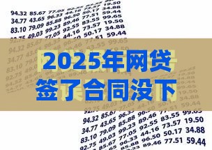 2025年网贷签了合同没下款有效吗，看看这5个最新贷款十大平台