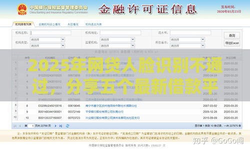 2025年网贷人脸识别不通过，分享五个最新借款平台可以贷款