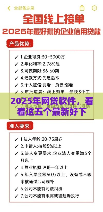 2025年网贷软件，看看这五个最新好下款的借款平台2025