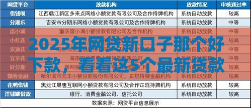 2025年网贷新口子那个好下款，看看这5个最新贷款公司平台