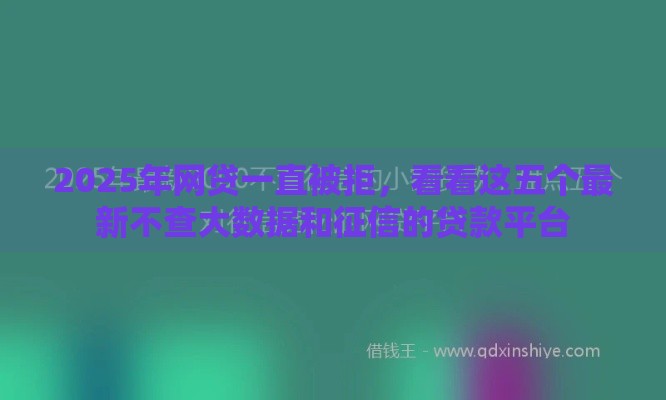 2025年网贷一直被拒，看看这五个最新不查大数据和征信的贷款平台