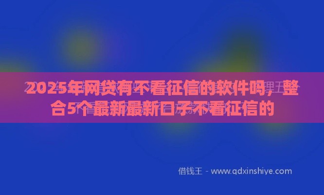 2025年网贷有不看征信的软件吗，整合5个最新最新口子不看征信的