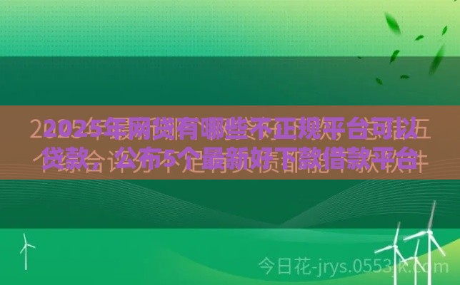 2025年网贷有哪些不正规平台可以贷款，公布5个最新好下款借款平台