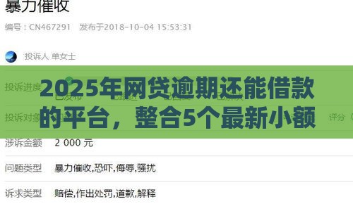 2025年网贷逾期还能借款的平台，整合5个最新小额正规贷款平台