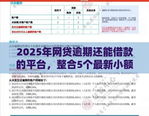 2025年网贷逾期还能借款的平台，整合5个最新小额正规贷款平台