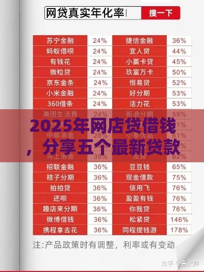 2025年网店贷借钱，分享五个最新贷款平台排行